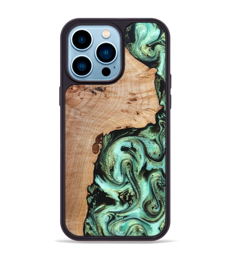 iPhone 14 Pro Max Wood Phone Case - Truman (Green, 827579)