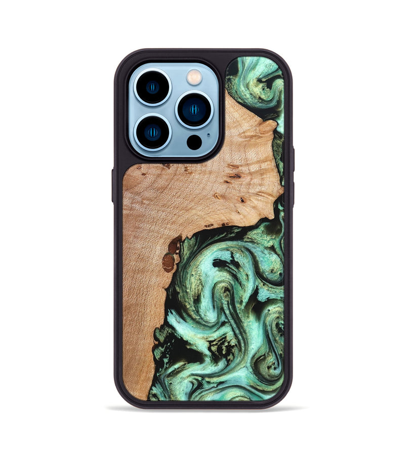 iPhone 14 Pro Wood Phone Case - Truman (Green, 827579)