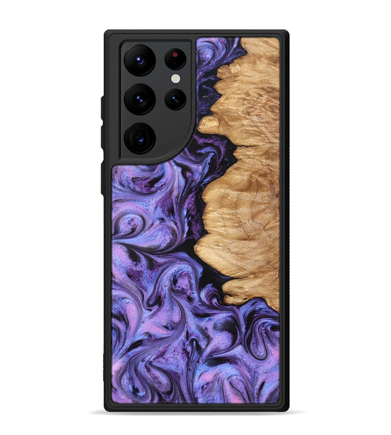 Galaxy S22 Ultra Wood Phone Case - Golden (Purple, 827583)