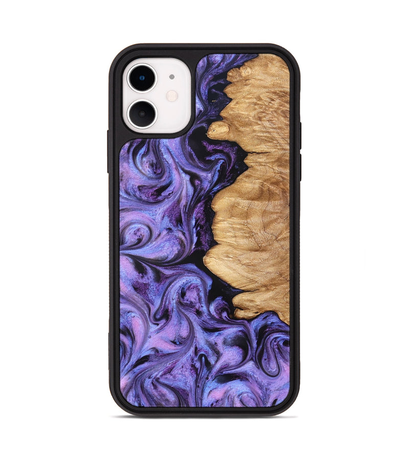 iPhone 11 Wood Phone Case - Golden (Purple, 827583)