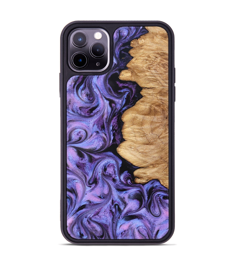 iPhone 11 Pro Max Wood Phone Case - Golden (Purple, 827583)