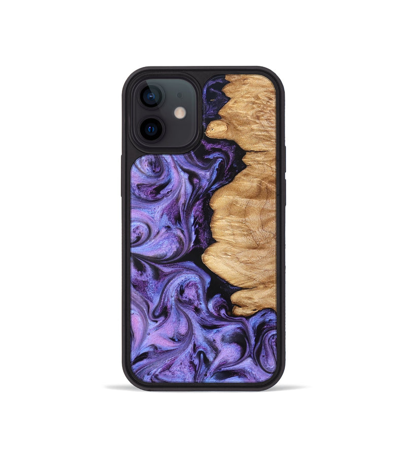 iPhone 12 mini Wood Phone Case - Golden (Purple, 827583)
