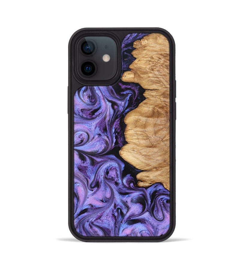 iPhone 12 Wood Phone Case - Golden (Purple, 827583)