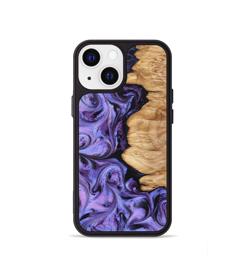 iPhone 13 mini Wood Phone Case - Golden (Purple, 827583)
