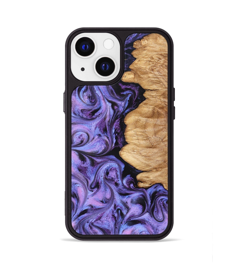 iPhone 13 Wood Phone Case - Golden (Purple, 827583)