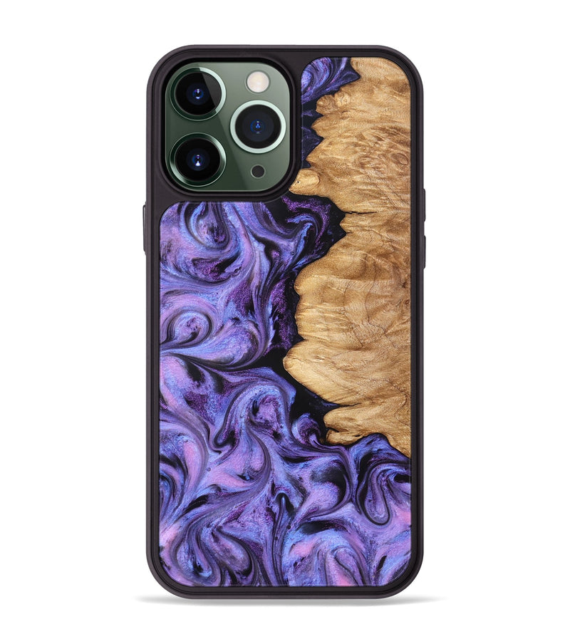 iPhone 13 Pro Max Wood Phone Case - Golden (Purple, 827583)