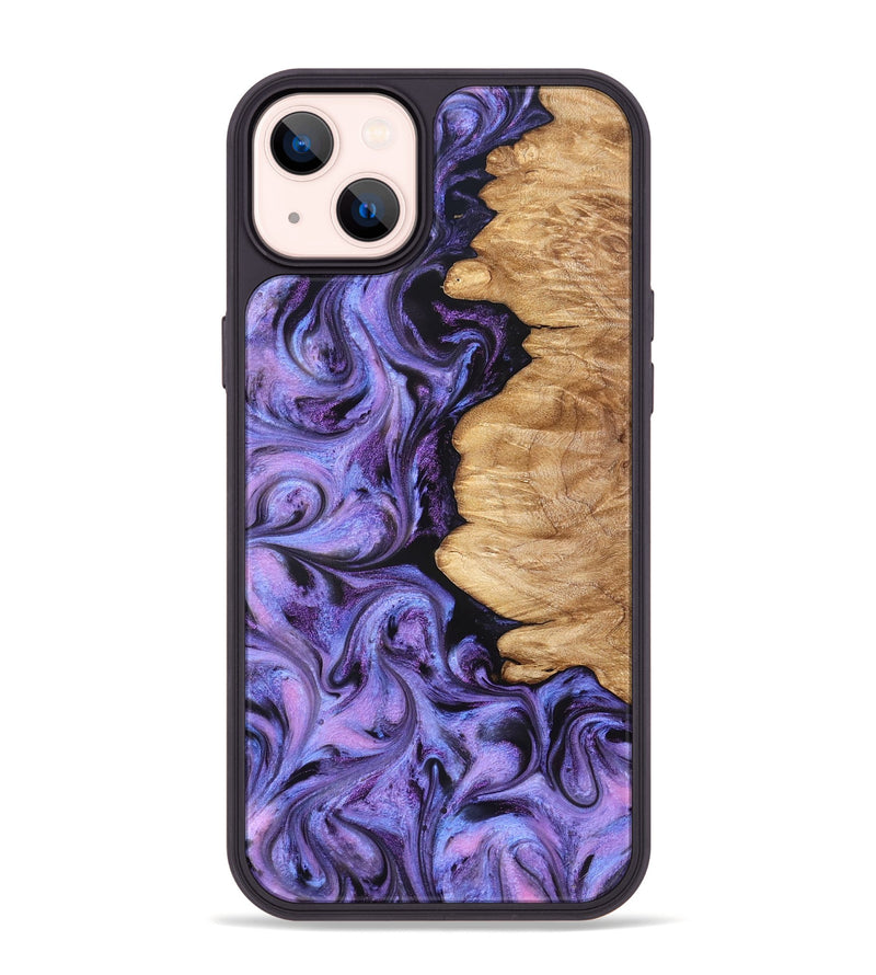 iPhone 14 Plus Wood Phone Case - Golden (Purple, 827583)