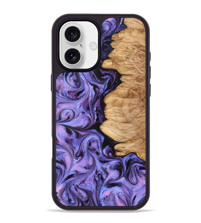 iPhone 16 Plus Wood Phone Case - Golden (Purple, 827583)