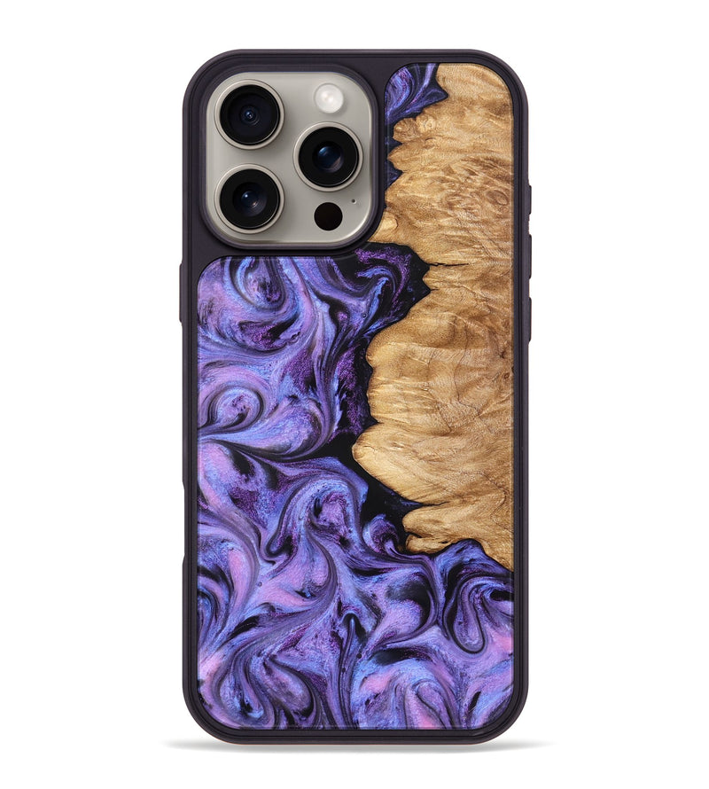 iPhone 16 Pro Max Wood Phone Case - Golden (Purple, 827583)