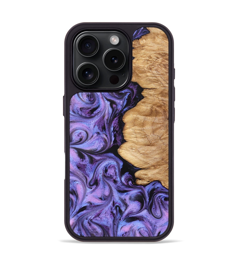 iPhone 16 Pro Wood Phone Case - Golden (Purple, 827583)