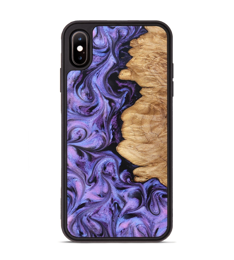 iPhone Xs Max Wood Phone Case - Golden (Purple, 827583)