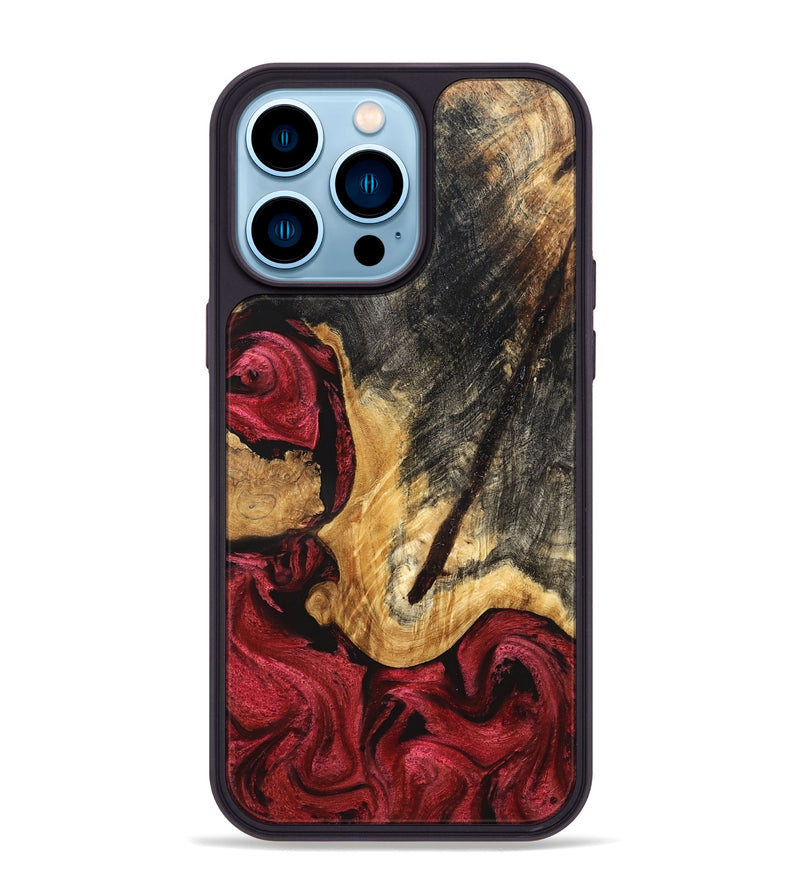 iPhone 14 Pro Max Wood Phone Case - Leah (Red, 827585)