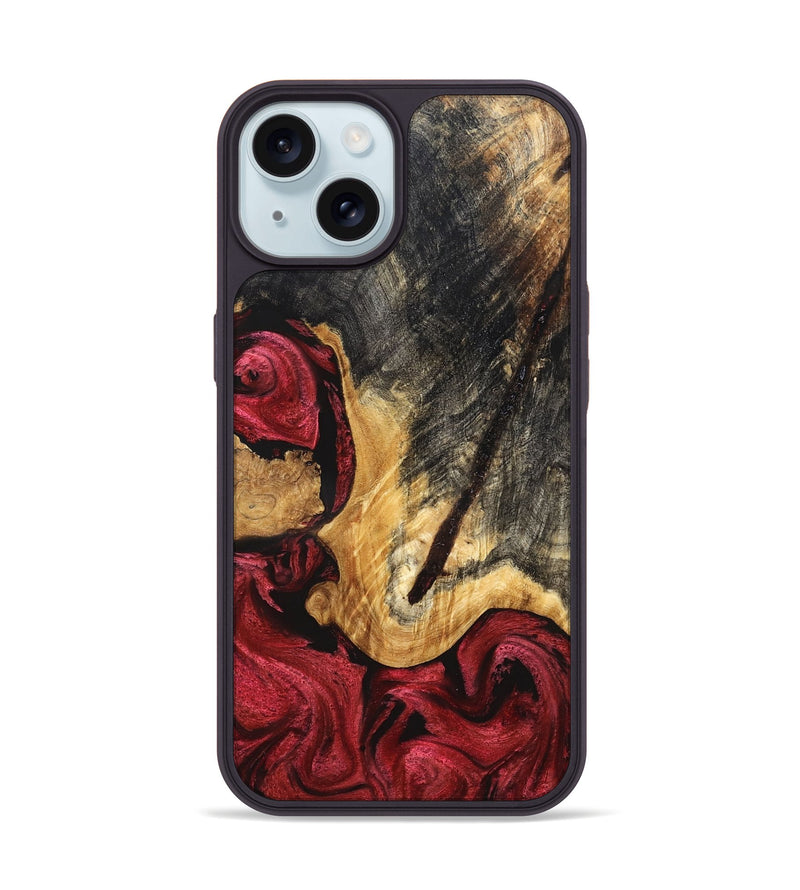 iPhone 15 Wood Phone Case - Leah (Red, 827585)