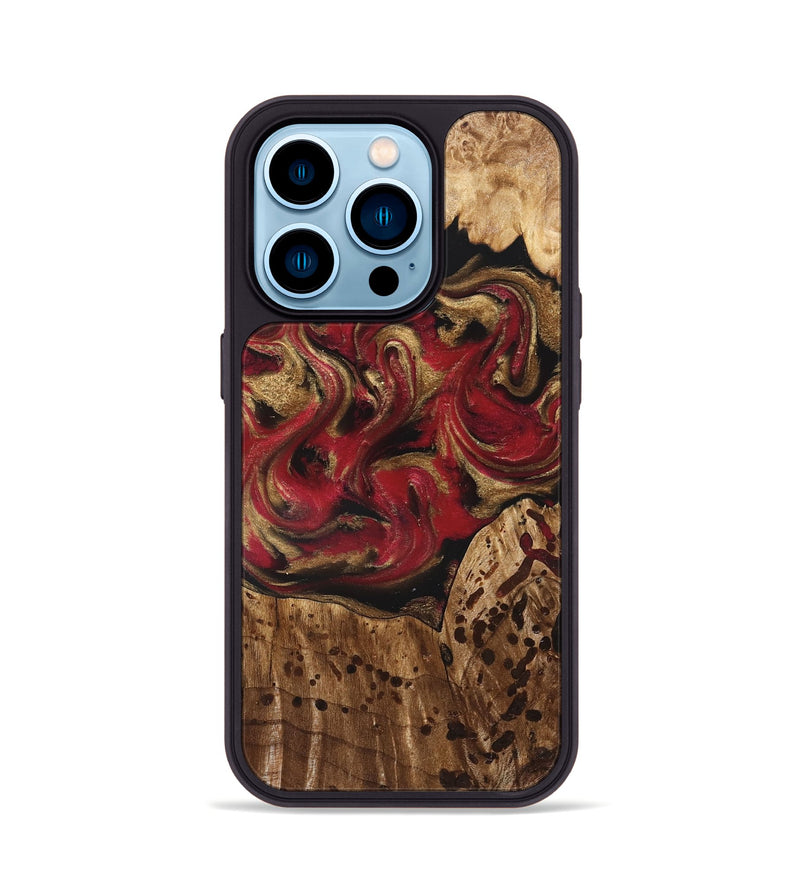iPhone 14 Pro Wood Phone Case - Stewart (Red, 827586)