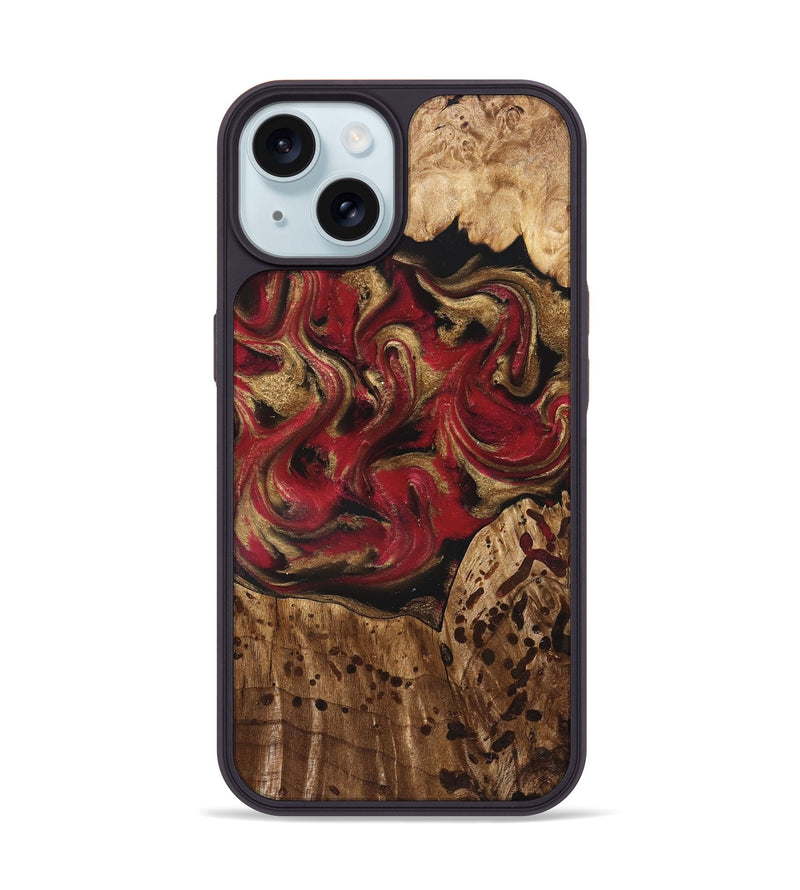 iPhone 15 Wood Phone Case - Stewart (Red, 827586)