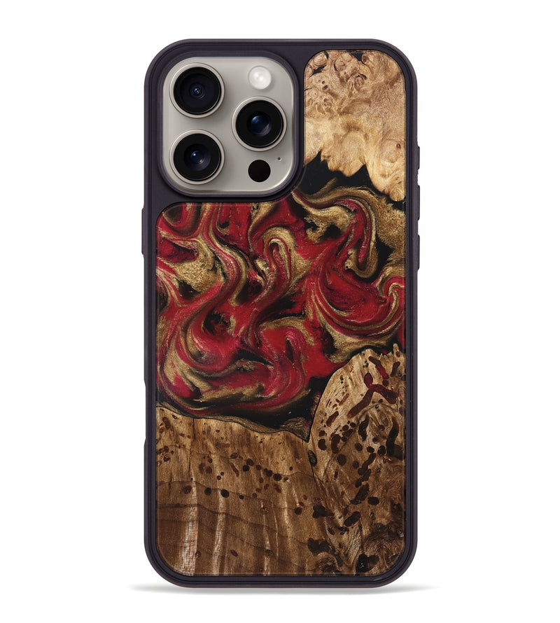 iPhone 16 Pro Max Wood Phone Case - Stewart (Red, 827586)
