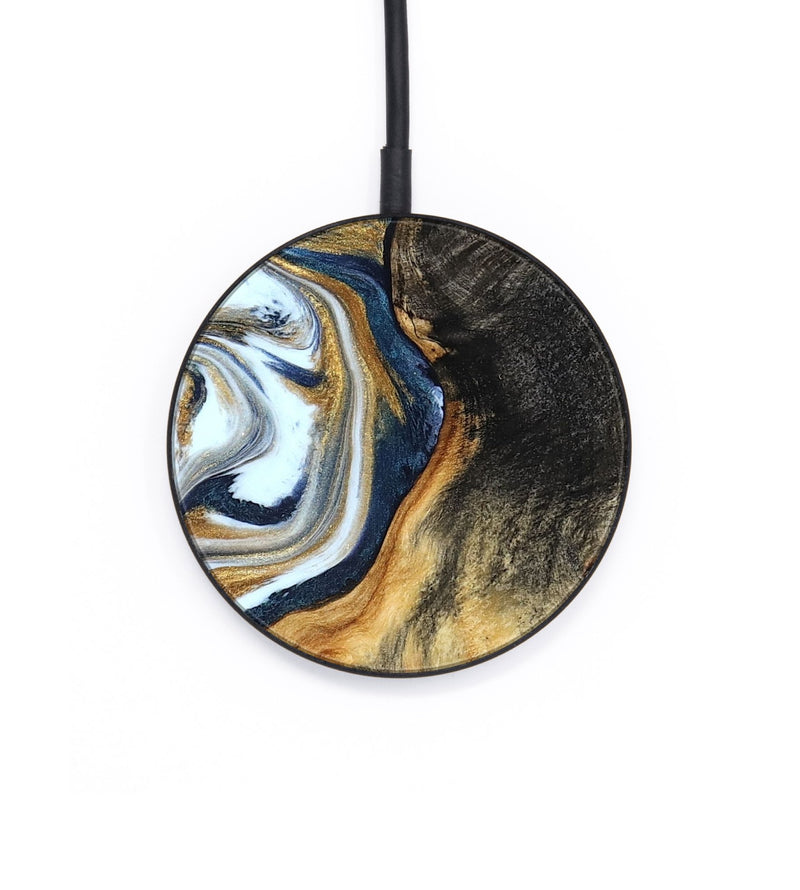 Circle Wood Wireless Charger - Ardis (Teal & Gold, 827587)
