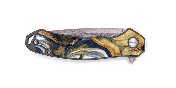 EDC Wood Pocket Knife - Ardis (Teal & Gold, 827587)