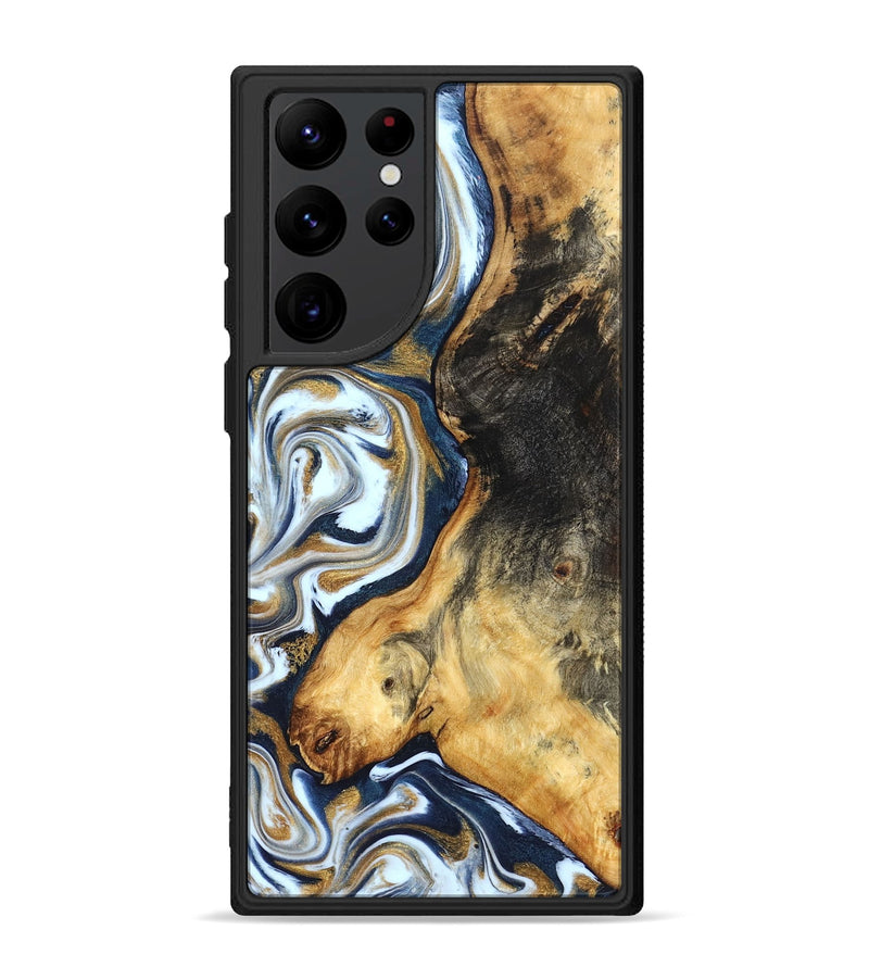 Galaxy S22 Ultra Wood Phone Case - Ardis (Teal & Gold, 827587)