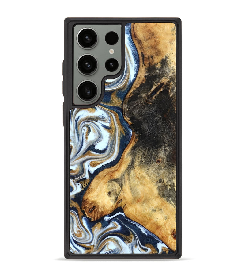 Galaxy S23 Ultra Wood Phone Case - Ardis (Teal & Gold, 827587)