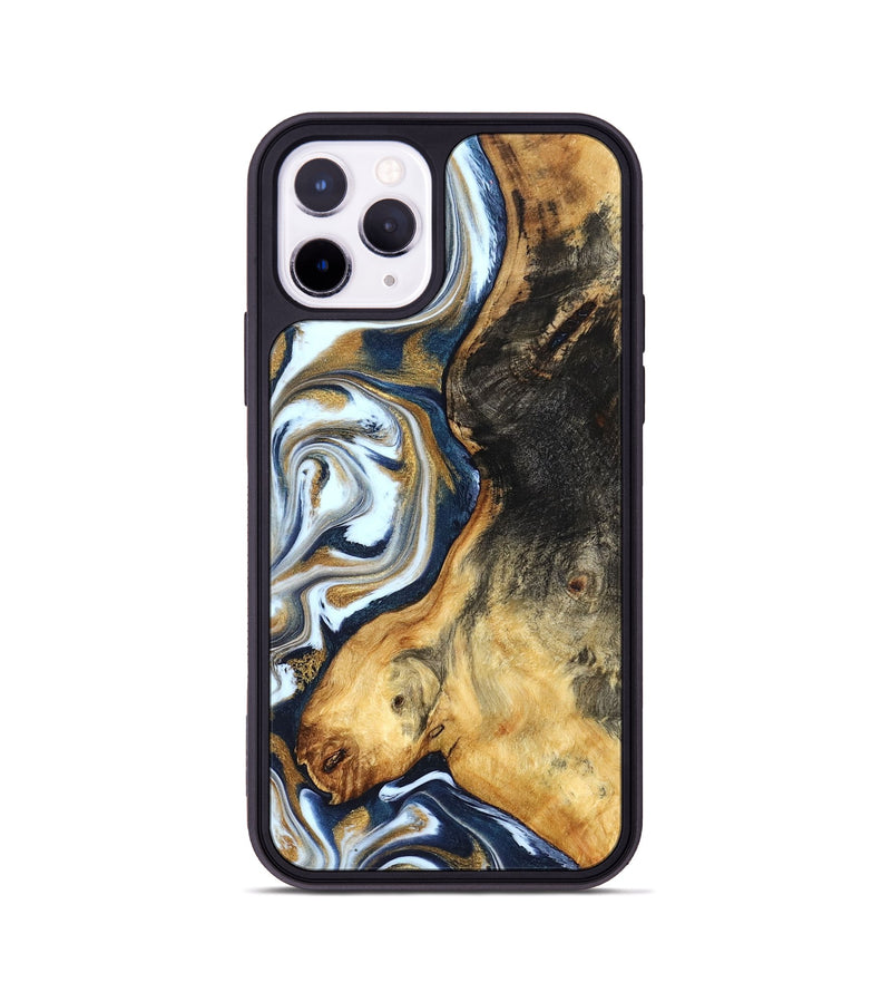 iPhone 11 Pro Wood Phone Case - Ardis (Teal & Gold, 827587)