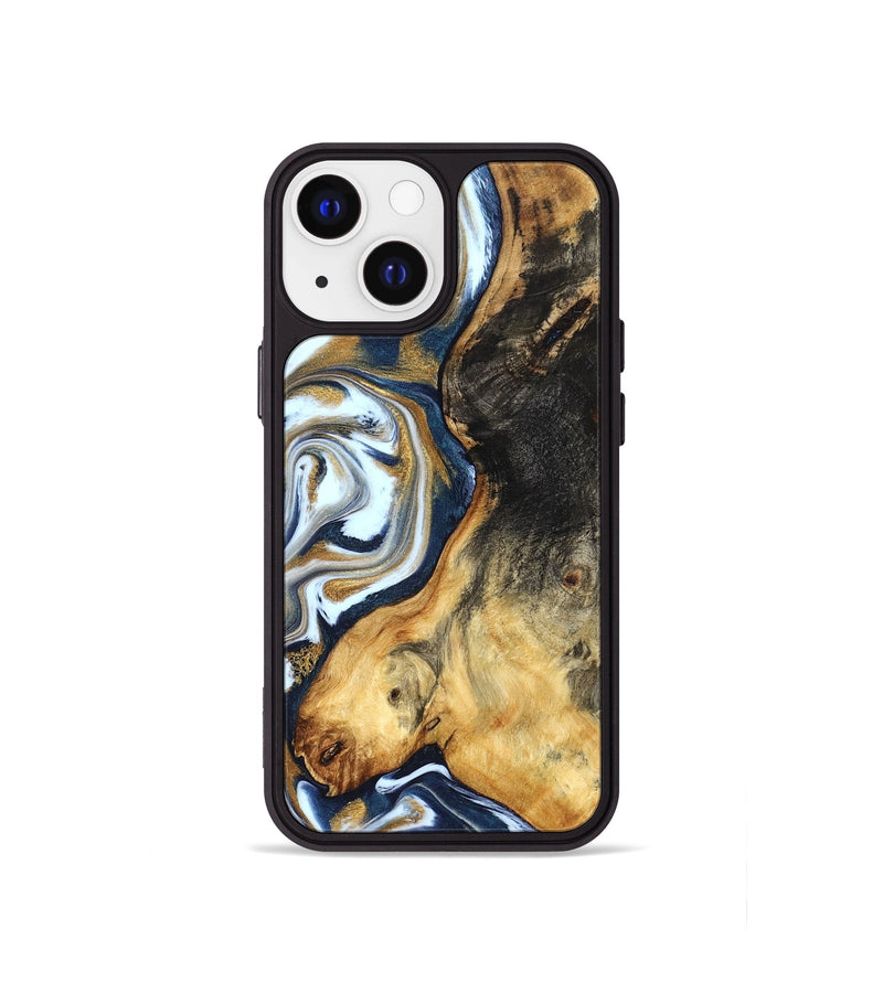 iPhone 13 mini Wood Phone Case - Ardis (Teal & Gold, 827587)