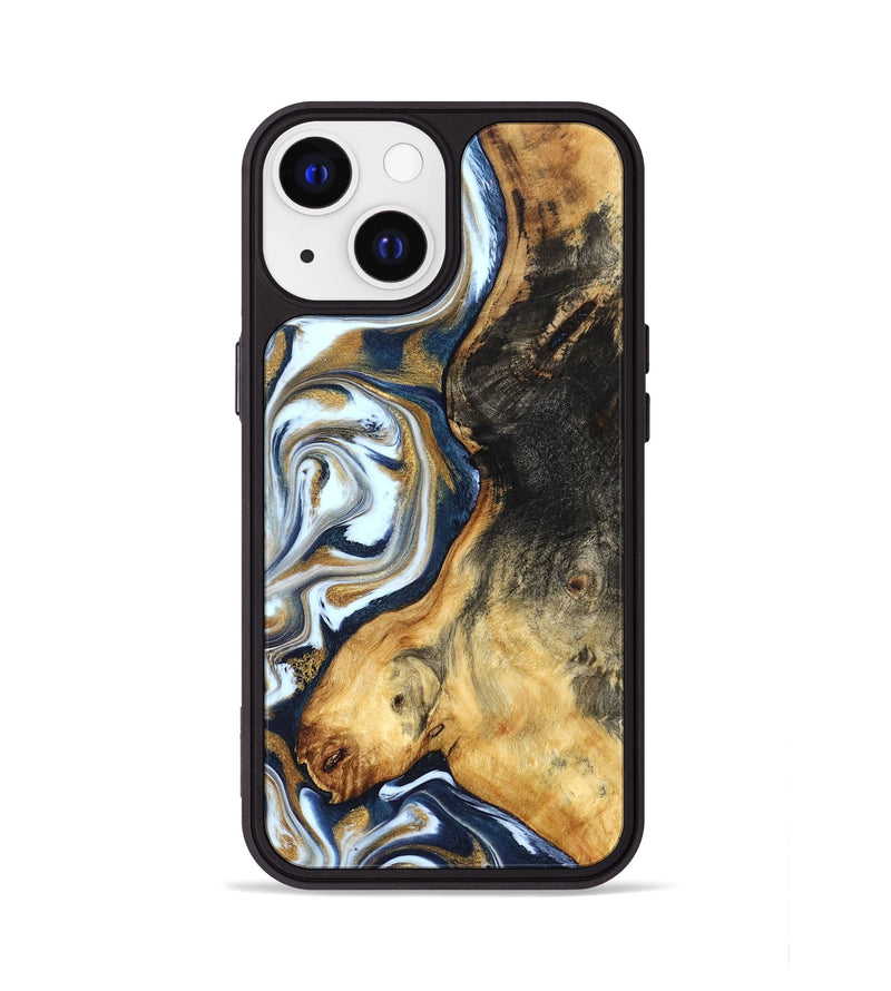 iPhone 13 Wood Phone Case - Ardis (Teal & Gold, 827587)