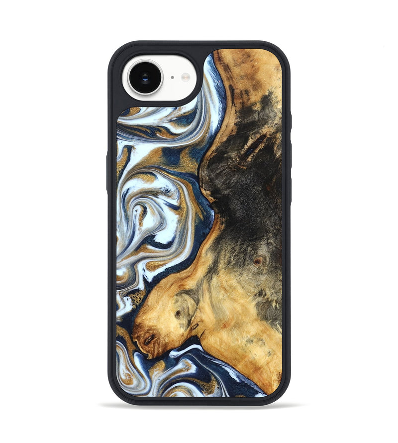iPhone 17e Wood Phone Case - Ardis (Teal & Gold, 827587)