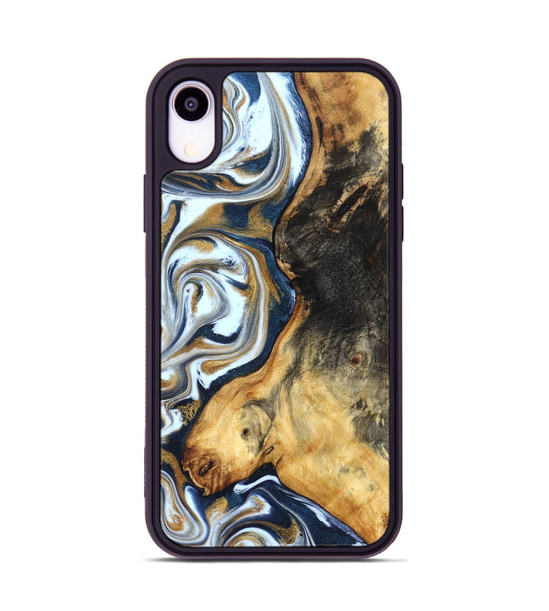 iPhone Xr Wood Phone Case - Ardis (Teal & Gold, 827587)