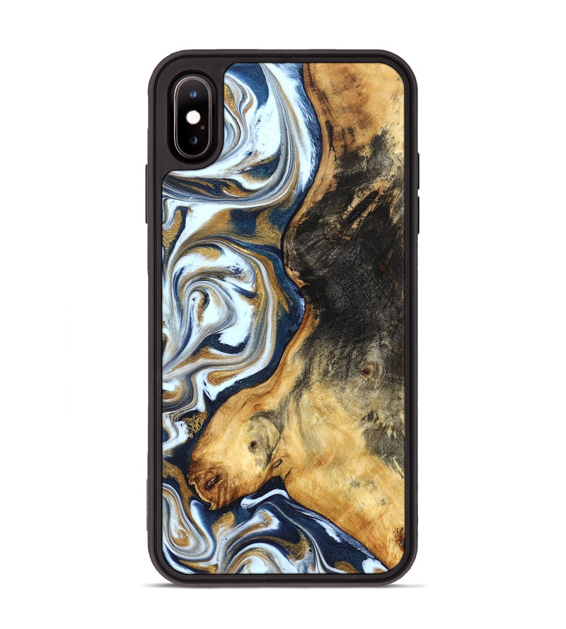iPhone Xs Max Wood Phone Case - Ardis (Teal & Gold, 827587)