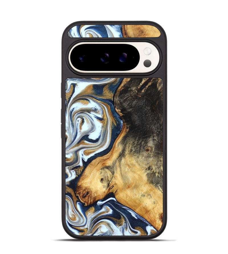 Pixel 9 Wood Phone Case - Ardis (Teal & Gold, 827587)