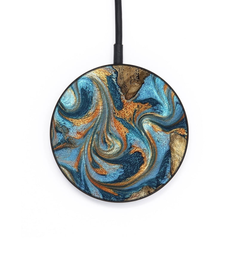 Circle Wood Wireless Charger - Marlon (Teal & Gold, 827588)