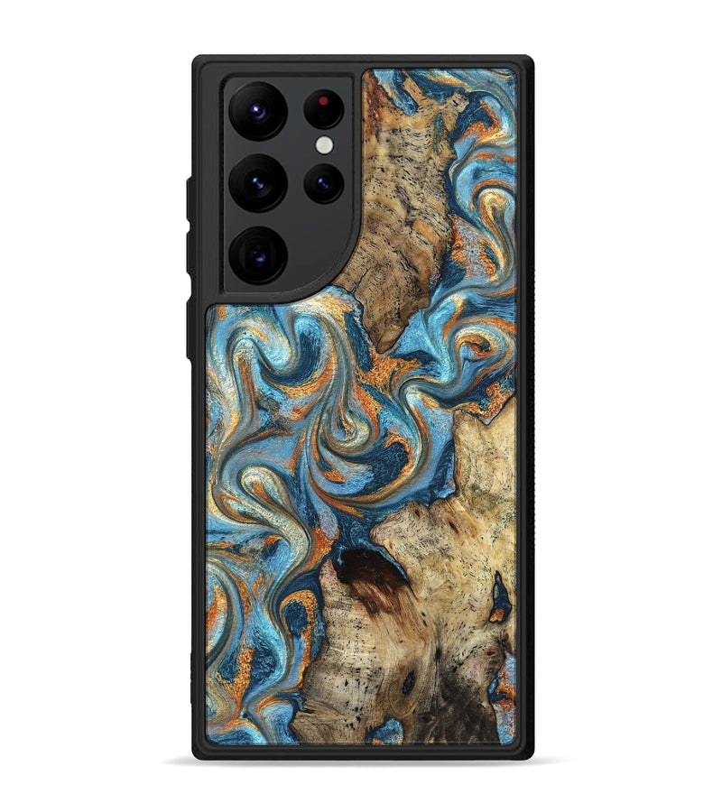 Galaxy S22 Ultra Wood Phone Case - Marlon (Teal & Gold, 827588)