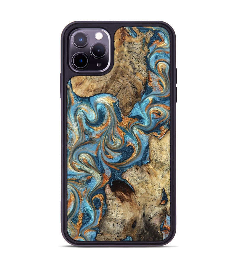iPhone 11 Pro Max Wood Phone Case - Marlon (Teal & Gold, 827588)