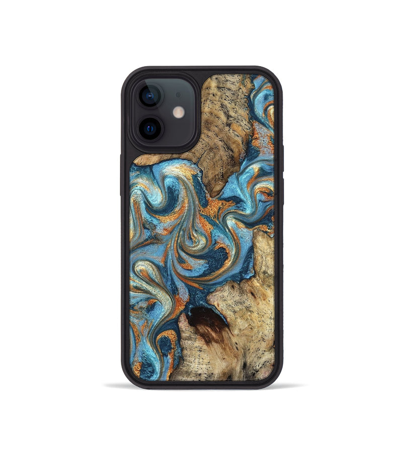 iPhone 12 mini Wood Phone Case - Marlon (Teal & Gold, 827588)