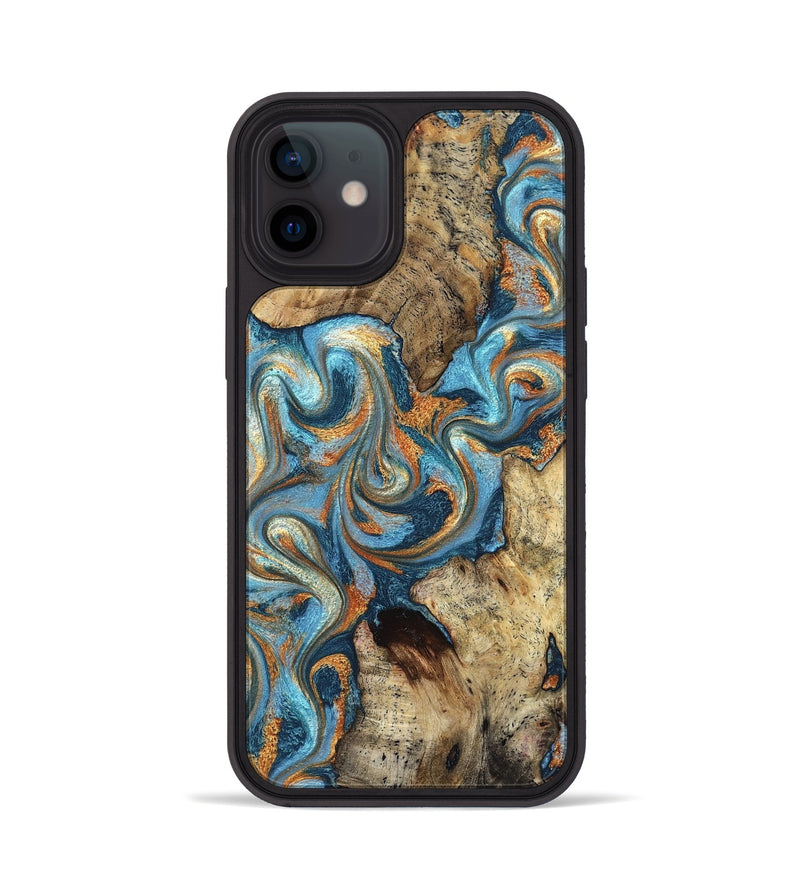 iPhone 12 Wood Phone Case - Marlon (Teal & Gold, 827588)