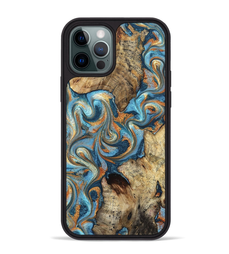 iPhone 12 Pro Max Wood Phone Case - Marlon (Teal & Gold, 827588)
