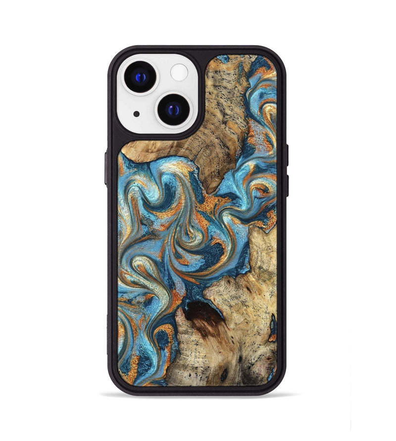 iPhone 13 Wood Phone Case - Marlon (Teal & Gold, 827588)