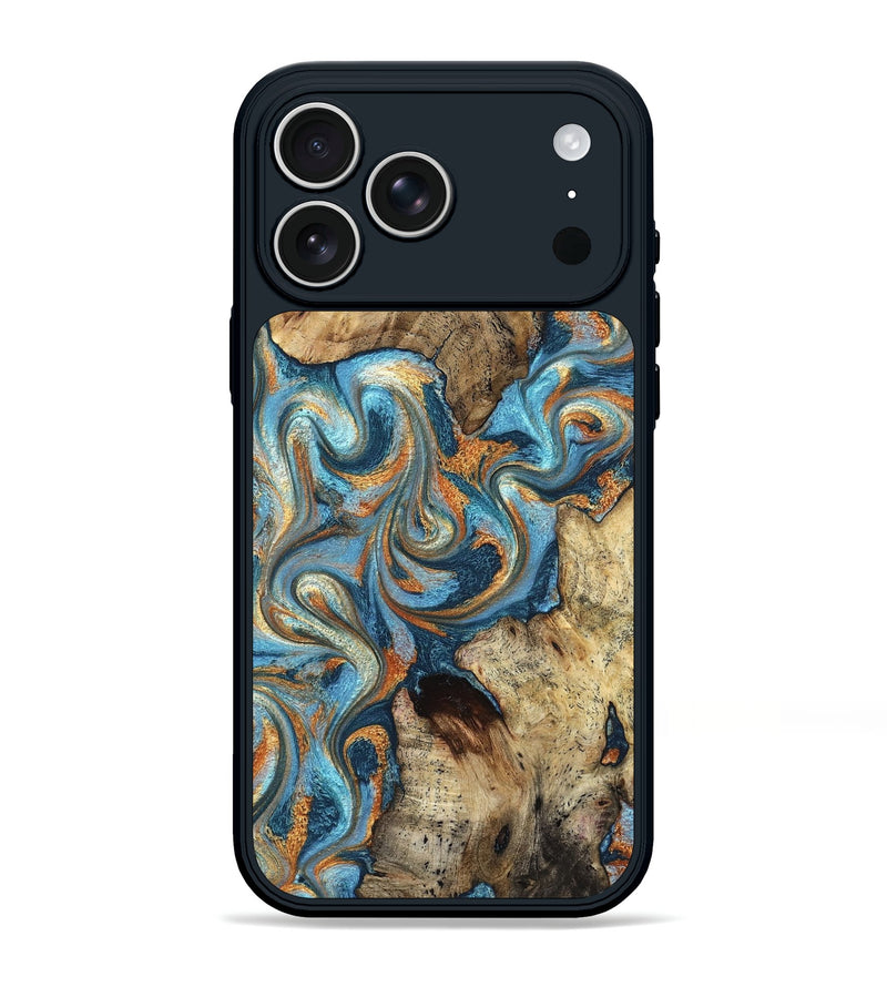 iPhone 17 Pro Max Wood Phone Case - Marlon (Teal & Gold, 827588)