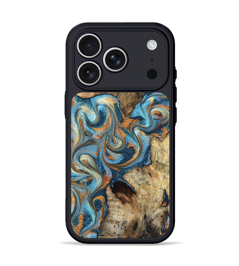 iPhone 17 Pro Wood Phone Case - Marlon (Teal & Gold, 827588)