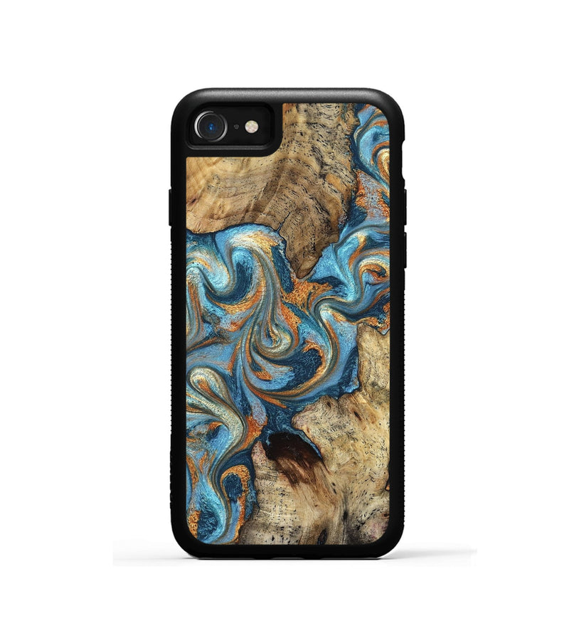 iPhone SE Wood Phone Case - Marlon (Teal & Gold, 827588)