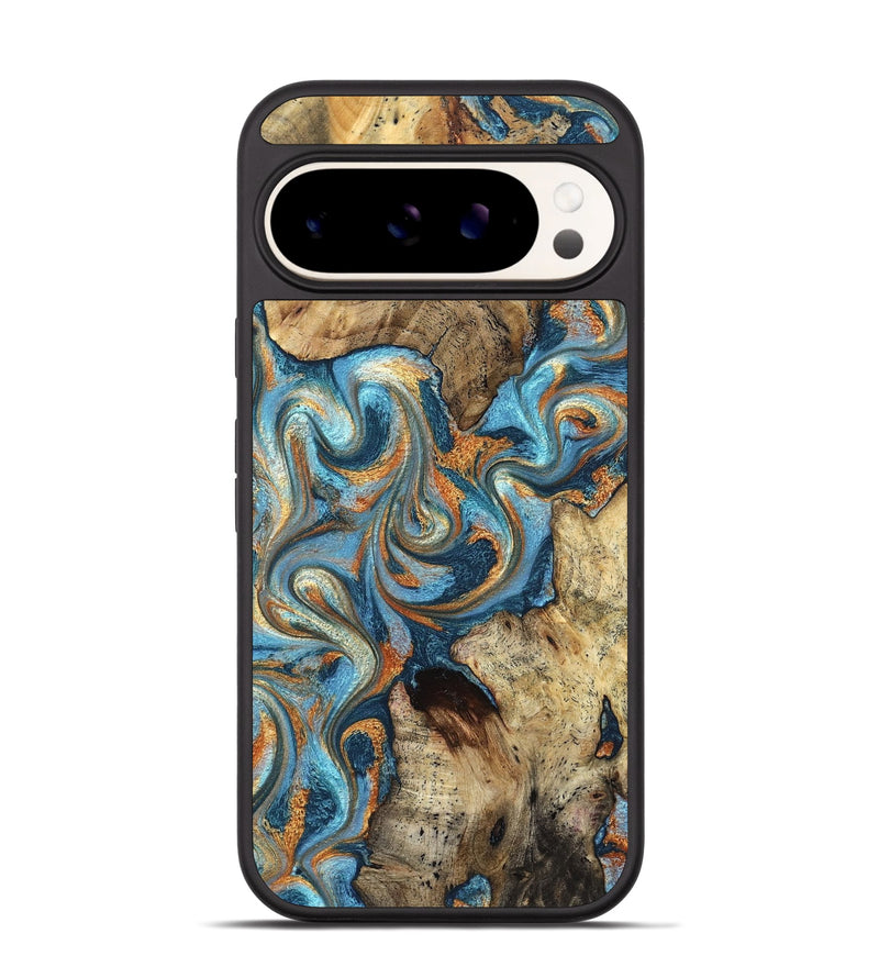 Pixel 9 Pro Wood Phone Case - Marlon (Teal & Gold, 827588)