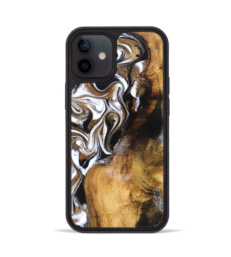 iPhone 12 Wood Phone Case - Roxane (Black & White, 827603)