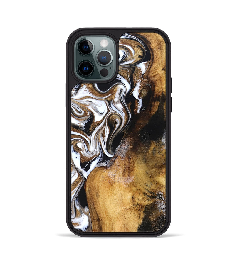 iPhone 12 Pro Wood Phone Case - Roxane (Black & White, 827603)