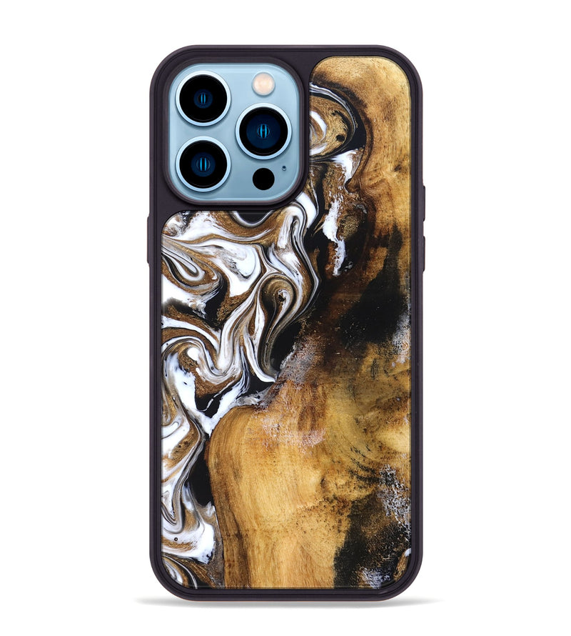 iPhone 14 Pro Max Wood Phone Case - Roxane (Black & White, 827603)