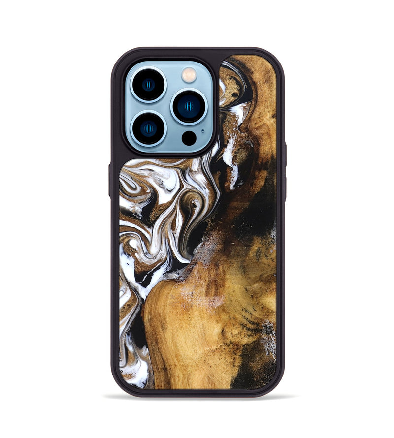 iPhone 14 Pro Wood Phone Case - Roxane (Black & White, 827603)