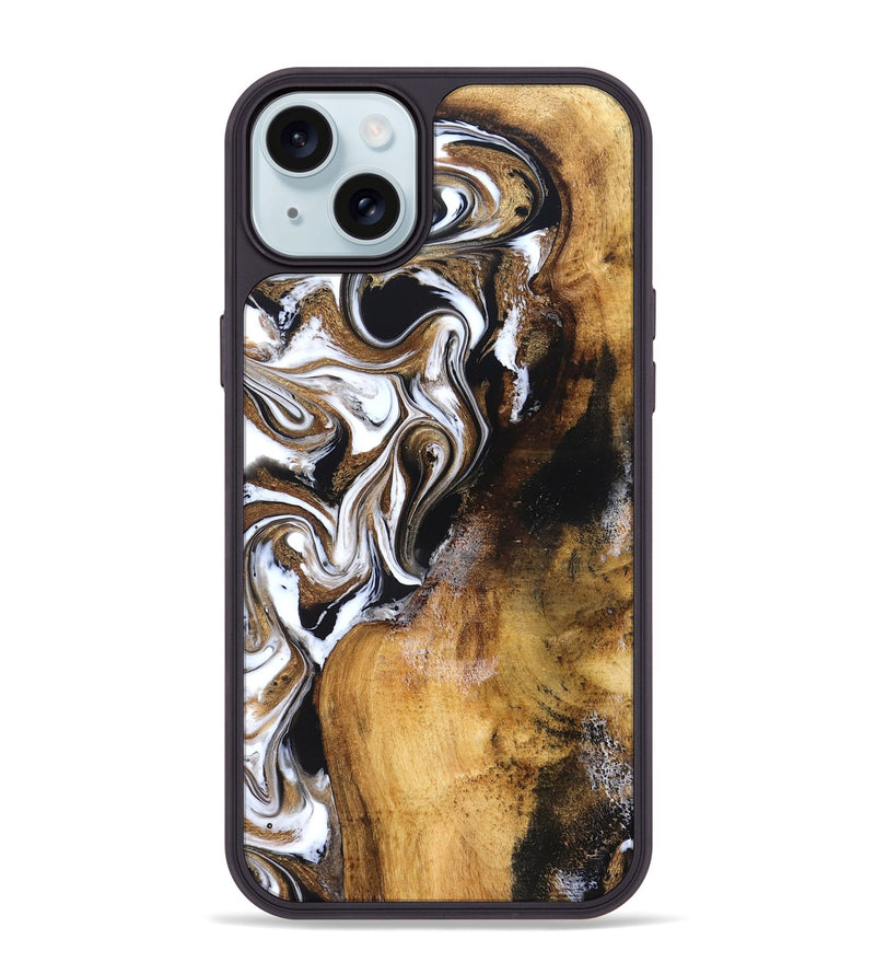 iPhone 15 Plus Wood Phone Case - Roxane (Black & White, 827603)