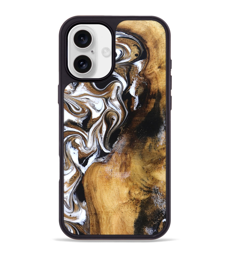 iPhone 16 Plus Wood Phone Case - Roxane (Black & White, 827603)