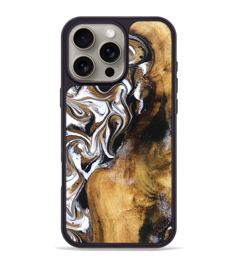 iPhone 16 Pro Max Wood Phone Case - Roxane (Black & White, 827603)