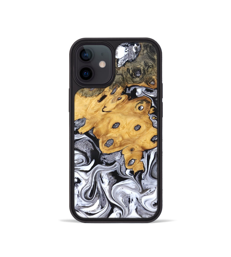iPhone 12 mini Wood Phone Case - Kinley (Black & White, 827604)